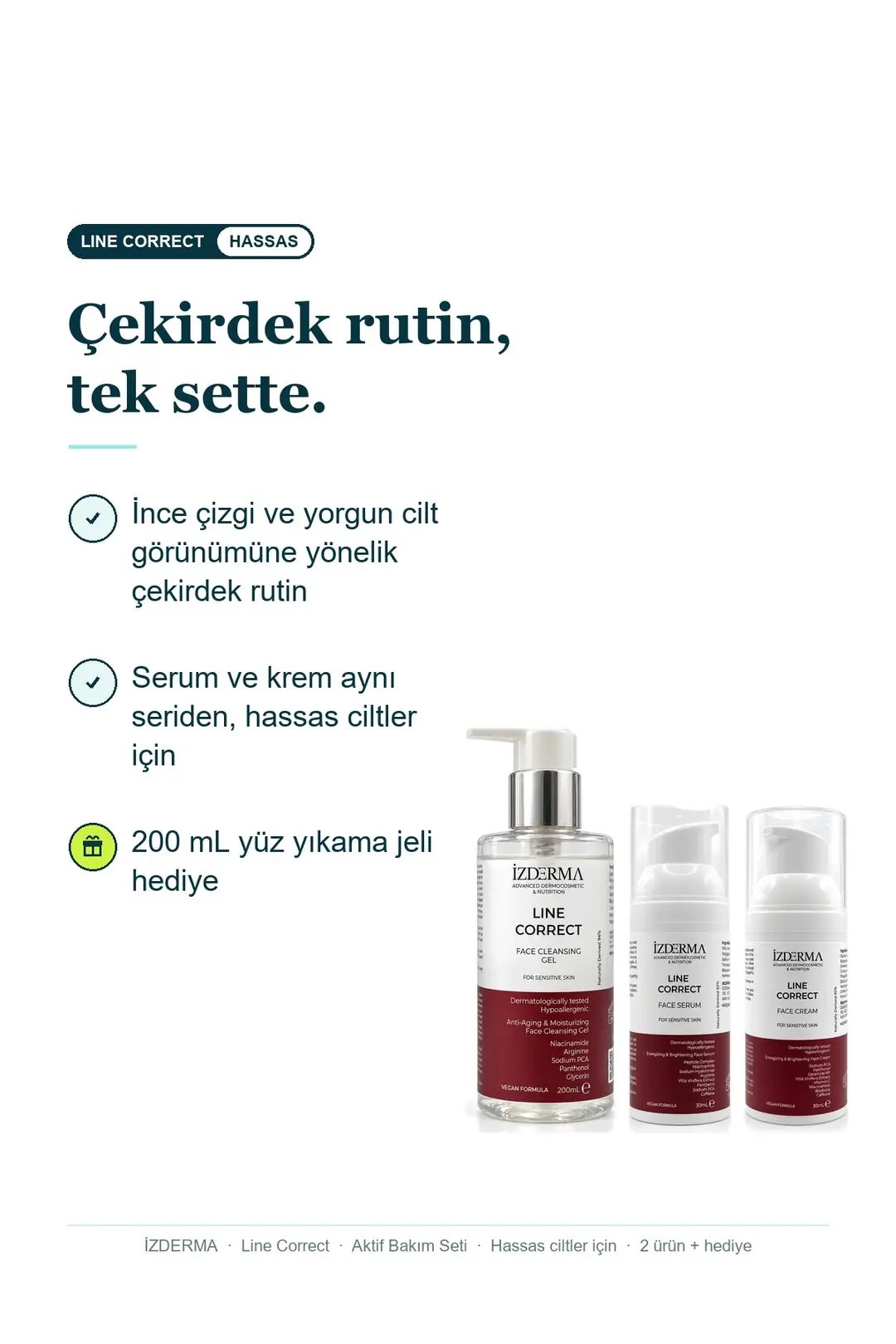 Line Correct Hassas ve Kuru Ciltler İçin Aktif Bakım Seti: Yüz Serumu & Yüz Kremi · Görsel 3