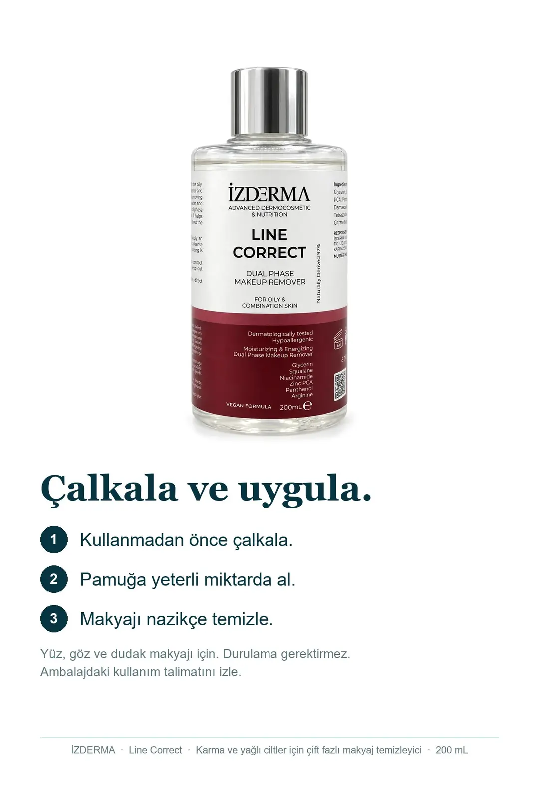 Line Correct Çift Fazlı Makyaj Temizleyici — Karma ve Yağlı Ciltler · 200 ml · Görsel 4