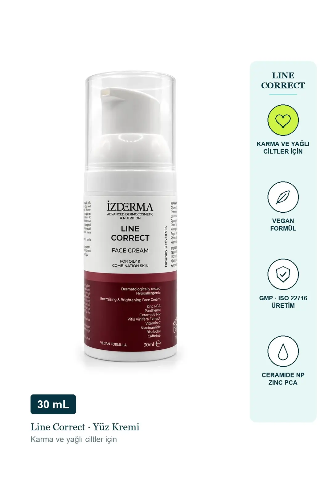 Line Correct Yüz ve Göz Çevresi Kremi — Karma ve Yağlı Ciltler · 30 ml · Görsel 2
