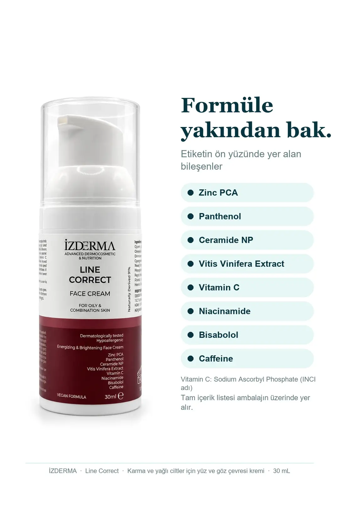 Line Correct Yüz ve Göz Çevresi Kremi — Karma ve Yağlı Ciltler · 30 ml · Görsel 6
