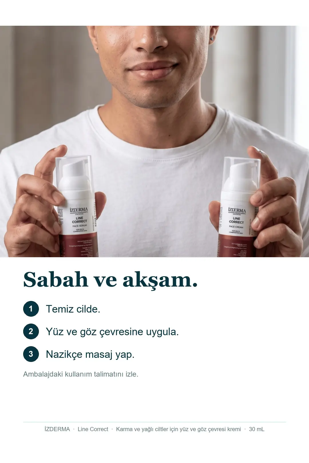 Line Correct Yüz ve Göz Çevresi Kremi — Karma ve Yağlı Ciltler · 30 ml · Görsel 4