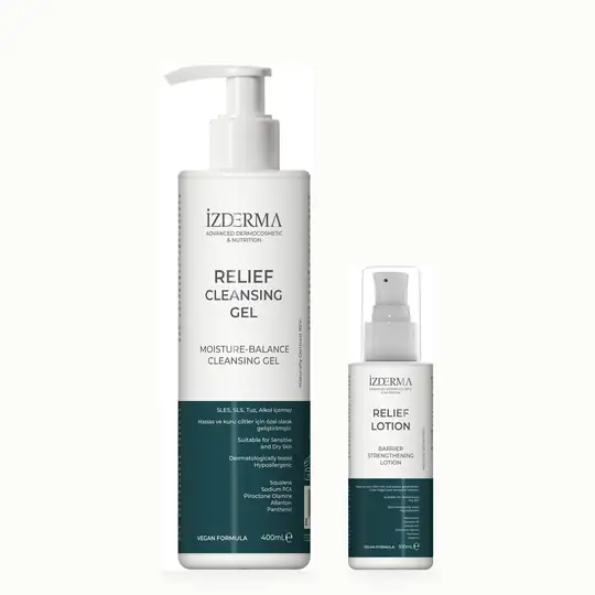Relief Başlangıç Seti — Temizleme Jeli + Losyon · Hassas ve Kuru Ciltler