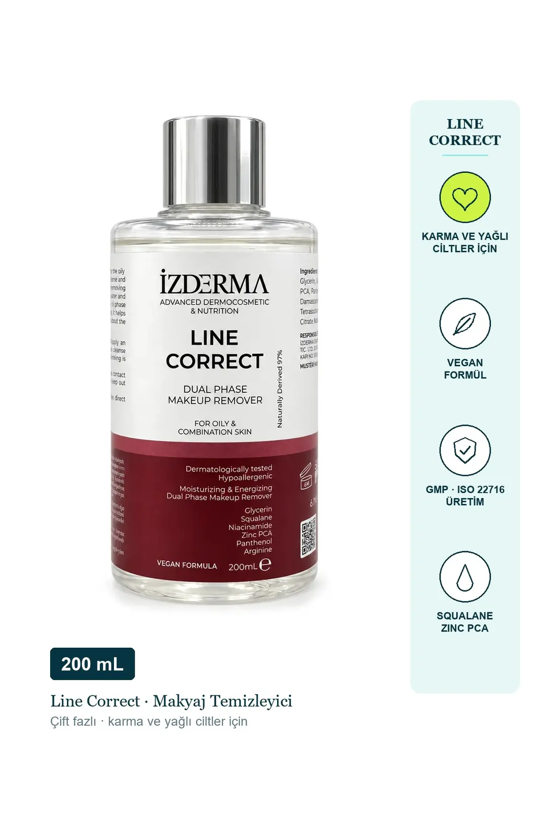 Line Correct Çift Fazlı Makyaj Temizleyici — Karma ve Yağlı Ciltler · 200 ml · Görsel 2